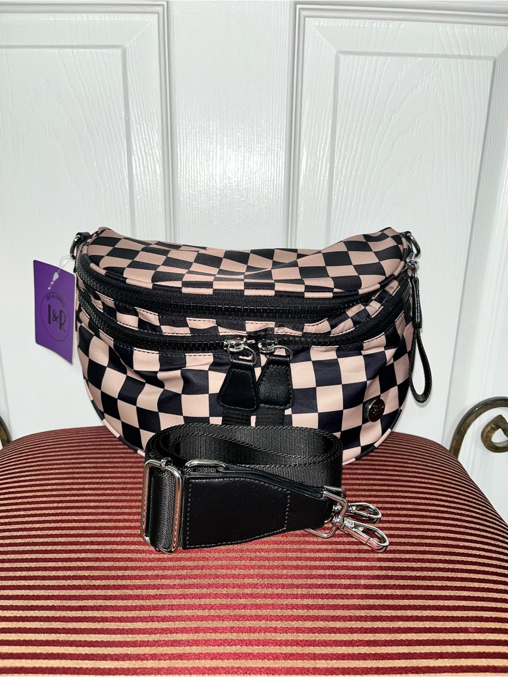 Iris & Rainbow Khaki Checkerboard Crossbody Bag and Matching Plus Wallet